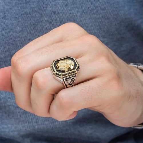 خاتم وجه النسر بتصميم راقي من الفضة الإسترلينية ال...