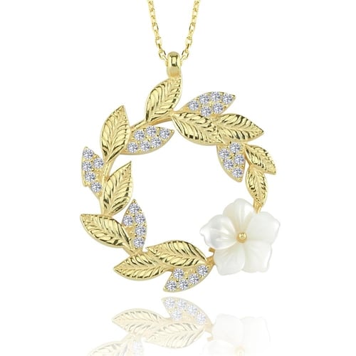 قلادة راقية بوكية ورد فضة مطلية ذهب بزهرة أنيقة وف...