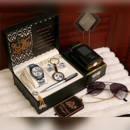 أطقم هدايا عيدية فخمة بساعة رجالية مع إكسسوارات أن...