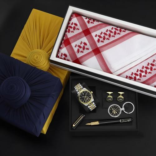 بوكسات هدايا رجالية راقية بساعة مميزة مع شماغ ومجم...