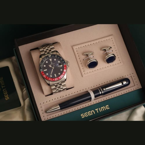 طقم رجالي راقي يجمع بين فخامة الساعة وأناقة الإكسس...