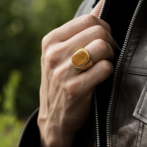 خاتم بحجر عقيق عين النمر الطبيعي وبصياغة أنيقة من...