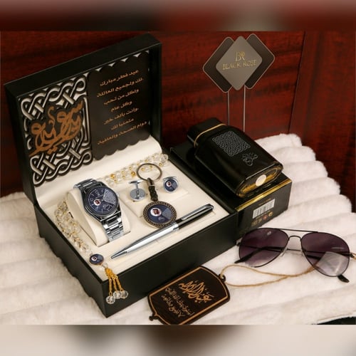 أطقم هدايا عيدية فخمة بساعة رجالية مع إكسسوارات أن...