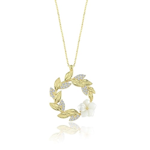 قلادة راقية بوكية ورد فضة مطلية ذهب بزهرة أنيقة وف...