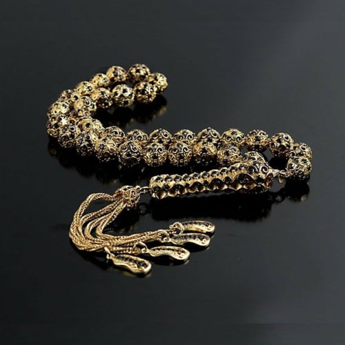 سبحة فاخرة من الفضة الخالصة بالكامل مرصعة بفصوص نا...