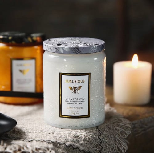 علب زجاج بغطاء سعة 200جرام