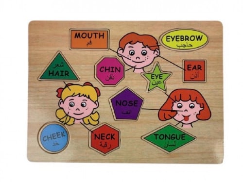 لوح تعليمي اجزاء الوجة بالغة العربيه والانجليزية