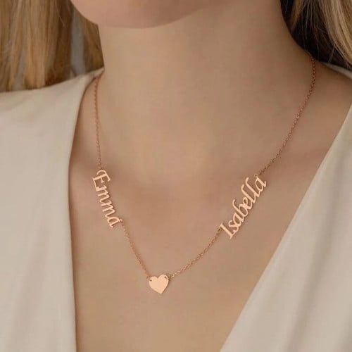 سلسال اسمين انقليزي مع القلب تصميم حسب الطلب