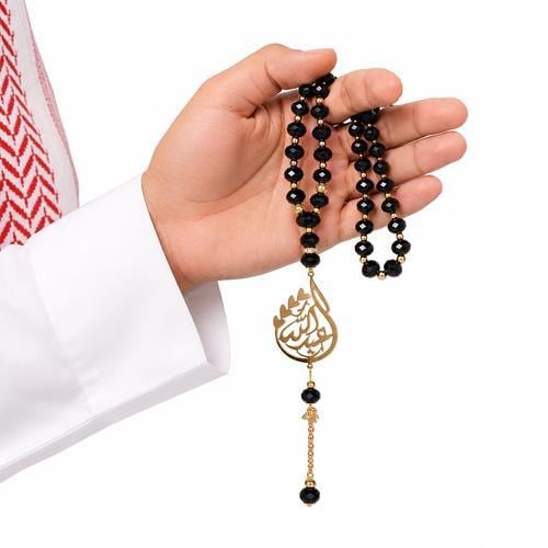 سبحة كريستال أسود بلمسات ذهبية – ريستا