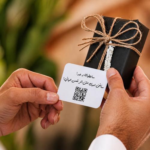 كرت اهداء حسب الطلب مع باركود