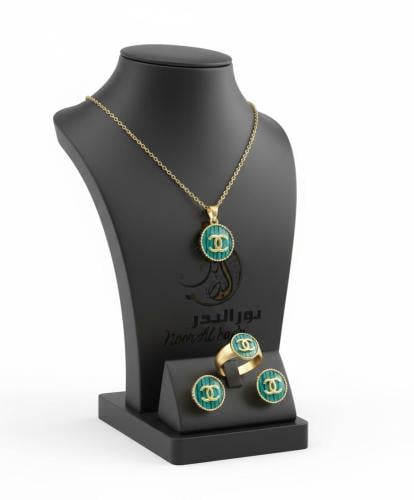 تألقي بأناقة لاتضاهي طقم سلسال مع حلق ( ذهبي او فض...