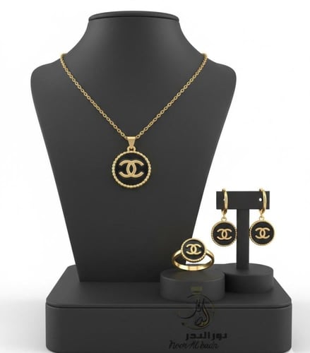 تألقي بأناقة لاتضاهي طقم سلسال مع حلق ( ذهبي او فض...