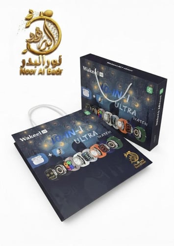 ساعة اكتروني+سماعات قابله للشحن والإتصالات مع خصية...