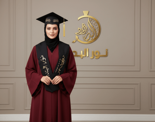 عبايات تخرج + وشاح + قبعه+مع تطريز الاسم والتاريخ...