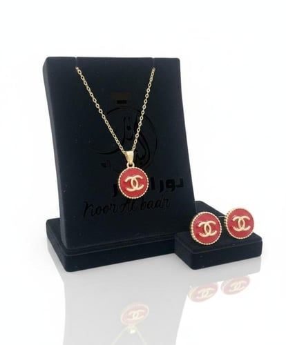 تألقي بأناقة لاتضاهي طقم سلسال مع حلق ( ذهبي او فض...