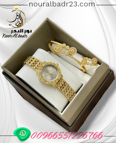 طقم ساعة نسائي أنيق مع اسواره وخاتم وعلبه فخمه-متج...