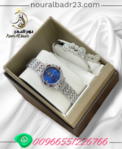 طقم ساعة نسائي أنيق مع اسواره وخاتم وعلبه فخمه-متج...