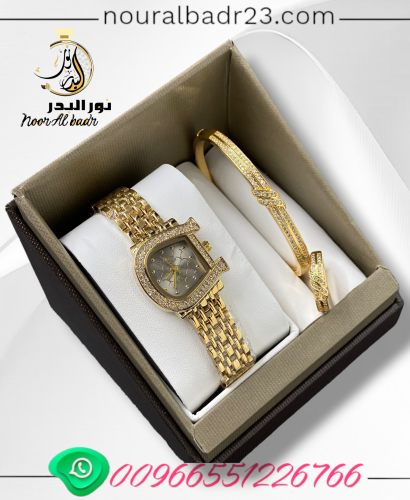 طقم ساعة نسائي أنيق مع اسواره وخاتم وعلبه فخمه-متج...
