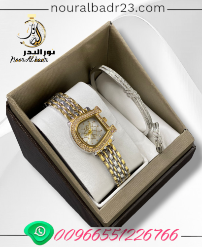 طقم ساعة نسائي أنيق مع اسواره وخاتم وعلبه فخمه-متج...