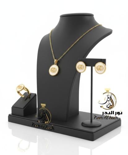 تألقي بأناقة لاتضاهي طقم سلسال مع حلق ( ذهبي او فض...