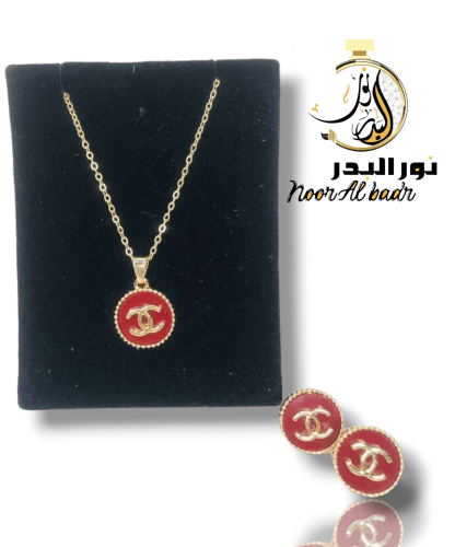 تألقي بأناقة لاتضاهي طقم سلسال مع حلق ( ذهبي او فض...