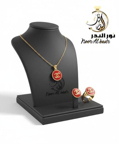 تألقي بأناقة لاتضاهي طقم سلسال مع حلق ( ذهبي او فض...