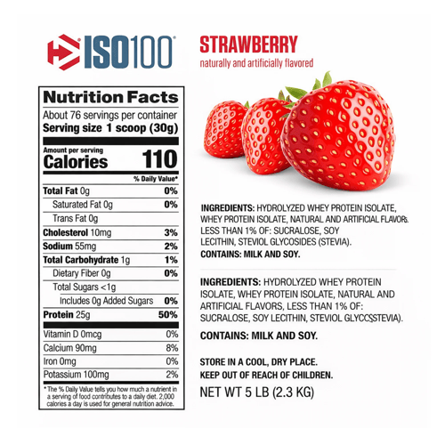 ايزو 100 بروتين ديماتايز فراولة 2.3 كجم - Dymatize...