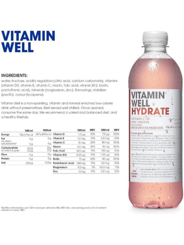 فيتامين ويل مشروب الترطيب بنكهة الراوند والفراولة...