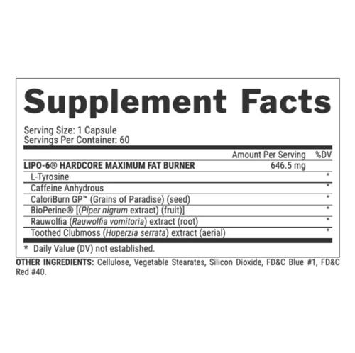 نوتريكس ريسورش‏, LIPO-6 Hardcore، ‏60 كبسولة