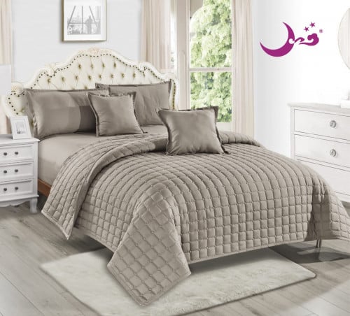 مفرش قطن مضغوط ناعم نفرين 6 قطع مقاس 220-240