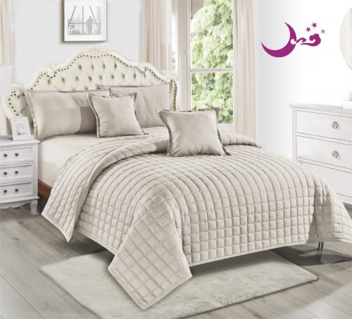 مفرش قطن مضغوط ناعم نفرين 6 قطع مقاس 220-240