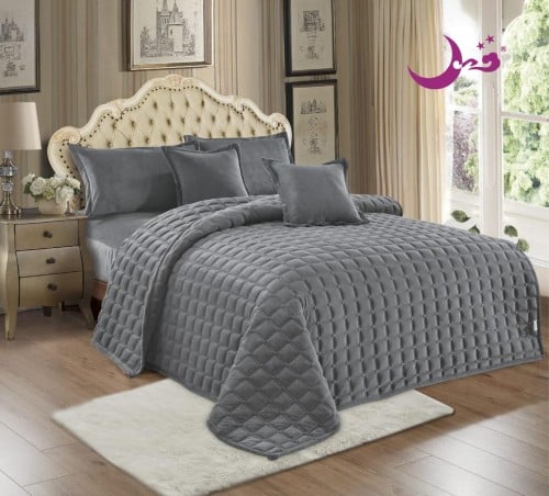 مفرش نفرين مخمل مضغوط ناعم 6 قطع مقاس 240-220