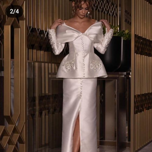 فستان ابيض تطزيز