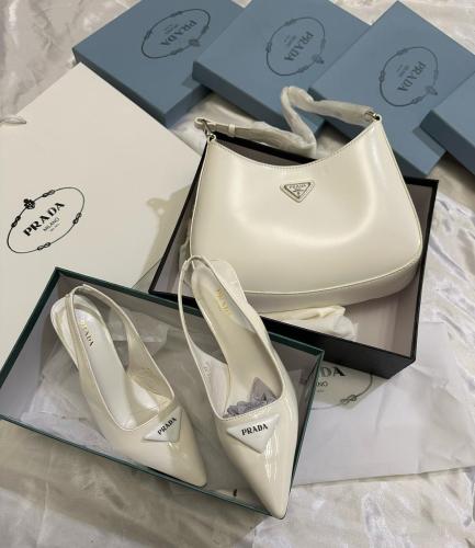 طقم شنطة + حذاء كعب برادا