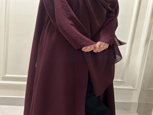 (عباية كيان) كريب برغندي تفصيل ممتاز