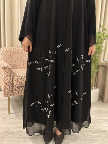 عباية امل )شيفون شك متداخل ابيض واسود