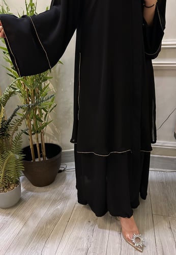 عباية جنى )شيفون طبقتين بطرف لامع متوفر لونين