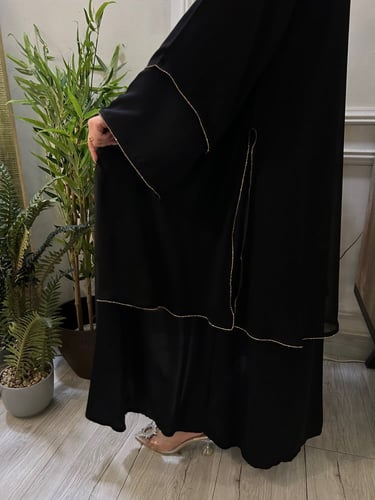 عباية جنى )شيفون طبقتين بطرف لامع متوفر لونين