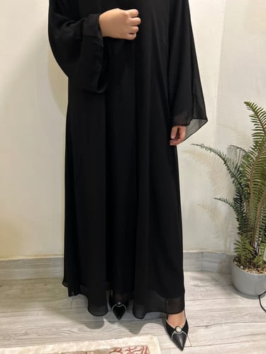 عباية اروى )أنيقة طبقتين (شيفون ساده) غير شفافه