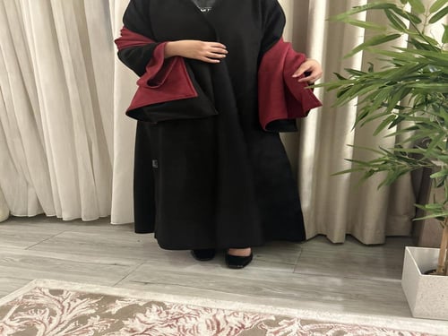 عباية هديل ) شتوية شمواه مع وشاح منفصل لونين على ا...
