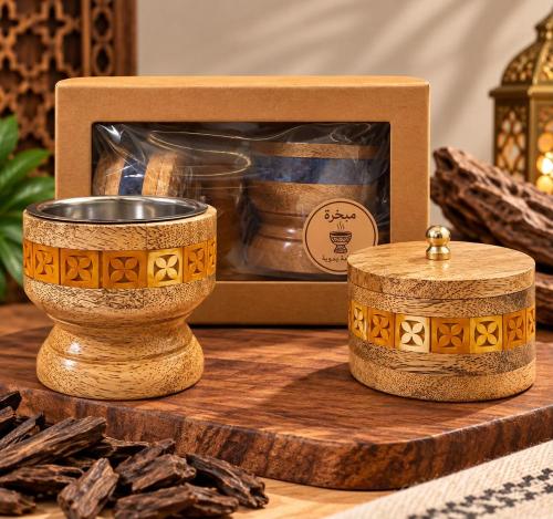 مبخرة حجم ميني مع عبوة لحفظ العود (صناعة يدوية )