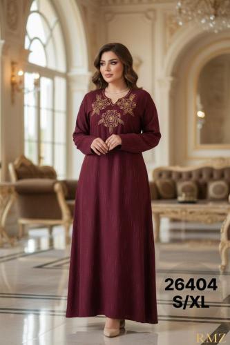 جلابية نسائي مطرز كم طويل S/XL 26404