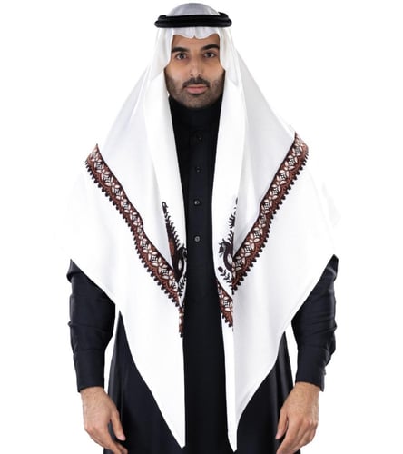 غترة بروجية شتوي بيج مطرز 3 -2025