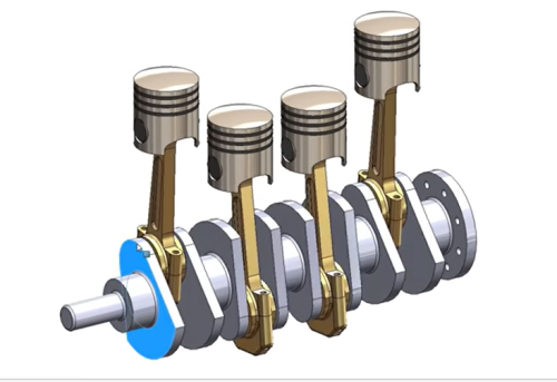 محرك رباعي الأسطوانات باستخدام SolidWorks