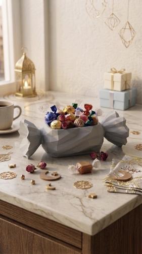 A hospitality tray for sweets in a distinctive style suitable for Eid, parties, gatherings, and occasions