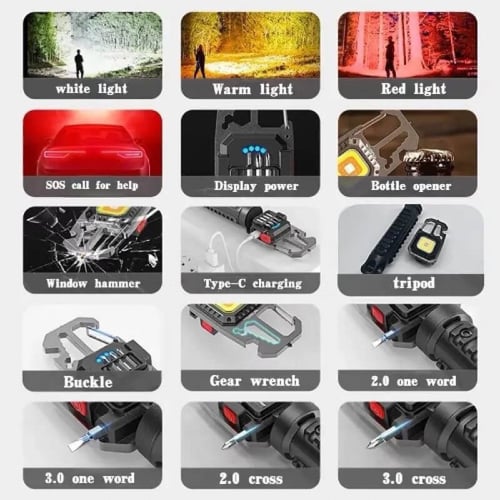 مصباح يدوي LED متعدد الوظائف و ستاند 7in1