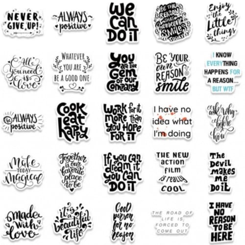 ملصقات بعبارة ابيض و اسود | خمس حبات