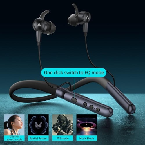 سماعة بلوتوث على الرقبة للالعاب والموسيقى وتحكم عب...