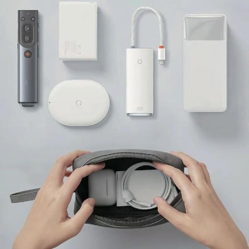 حقيبة يد للمستلزمات اليومية جلد | رمادي | tenPlus