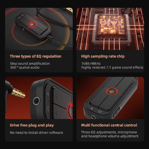 كرت صوت بمنفذ تايب سي او USB يدعم 7.1 بـ3 انماط |...